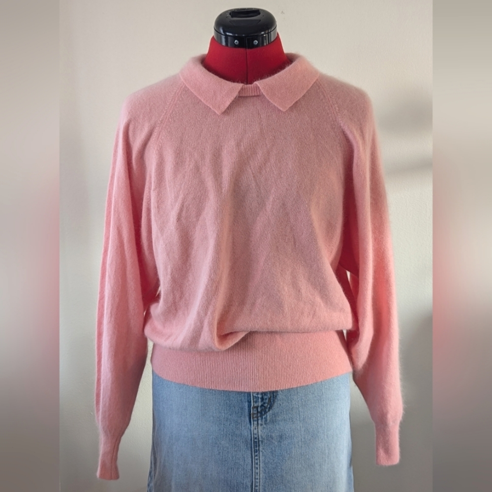 Boundary Waters Pink Angora Lambswool Blend Sweater Women's M